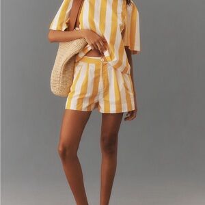RHODE Yellow and White Striped Women Shorts